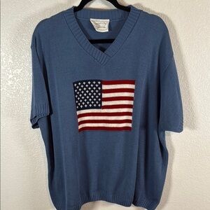 Precious as Diamonds American Flag V Neck Short Sleeve Sweater Size 3X